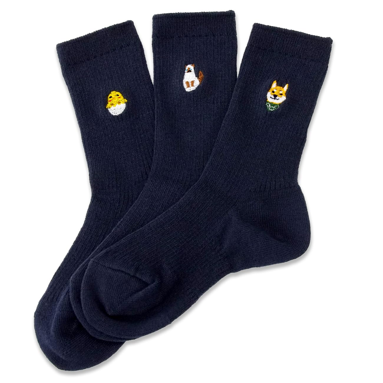 Amazon | [巽繊維工業所] キッズワンポイント刺繍ソックス 紺 13-15cm